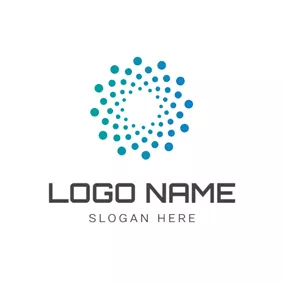 物理ロゴ Abundant Blue Atom Icon logo design