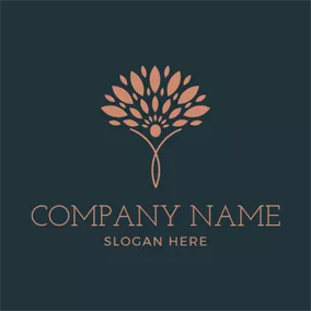 Flat Logo Abundant Leaf and Tree logo design