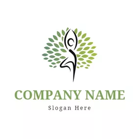 ヨガロゴ Abundant Leaf and Yoga Woman logo design