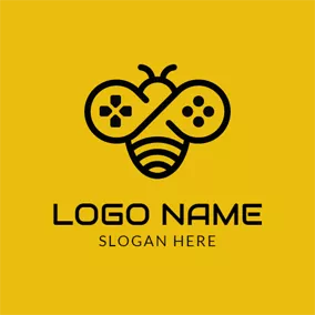 Wings Logo Adorable Bee and Special Gamepad logo design