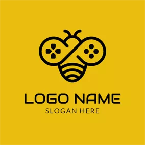 クリエイティブなロゴ Adorable Bee and Special Gamepad logo design