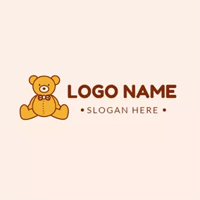 Children & Childcare Logo Adorable Orange Toy Bear logo design