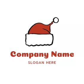 圣诞节Logo Adorable Red Christmas Hat logo design