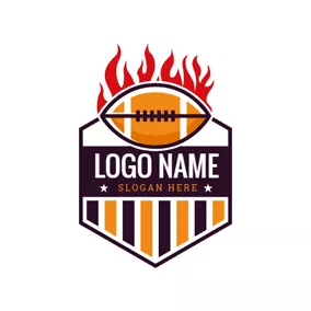 Fiery Logo Afire Rugby and Hexagon Badge logo design