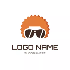 Boss Logo Afro Hairstyle and Sunglasses Hipster logo design