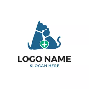 犬のロゴ Animal Heart and Cross logo design