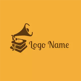 Record Label Logos Antique Phonograph and Note logo design