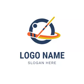 Logótipo Hóquei Arc Trajectory and Hockey Stick logo design