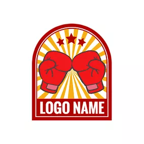 Stripe Logo Arch Stripe Boxing Gloves Boxer logo design