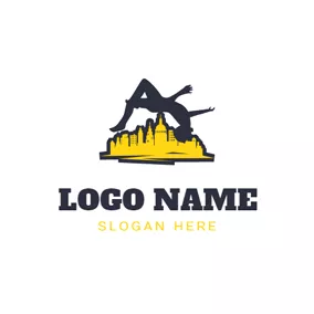 Man Logo Architecture and Parkour Sportsman logo design