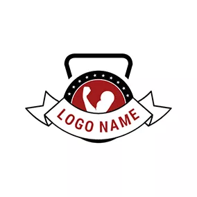 Body Logo Arm With Kettlebell Badge logo design
