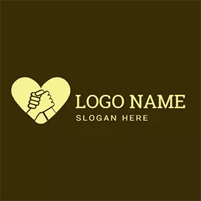 Cooperation Logo Arm Wrestling and Heart Shape logo design