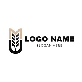 小麦ロゴ Arrow Wheat Letter U M logo design