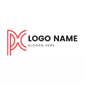 Pロゴ Art Line Abstract Letter P C logo design