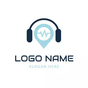 Application Logo Audio Frequency and Headphone logo design