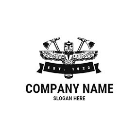 Combination Logo Axe Eagle Banner American logo design