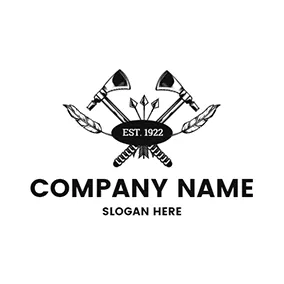 Combination Logo Axe Feather Arrow American logo design
