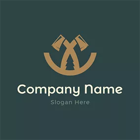 Woodworking Logo Axe Tree and Letter W logo design