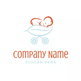 Carriage Logo Baby Carriage and Lovely Baby logo design