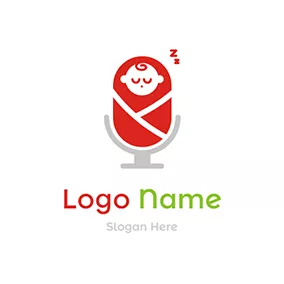 睡眠 Logo Baby Sleep and Abstract Microphone logo design