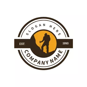 Man Logo Badge and Climber Icon logo design