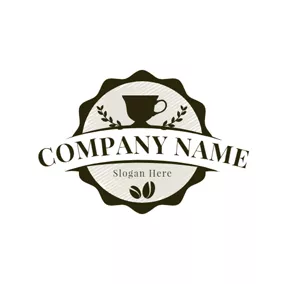 Caffeine Logo Badge and Coffee Mug logo design