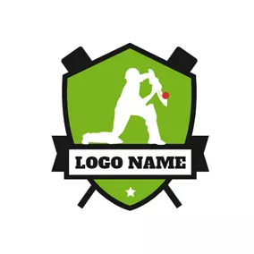 Logótipo De Cruz Badge and Cross Cricket Bat logo design