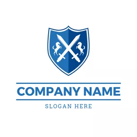 Iron Logo Badge and Cross Sword logo design