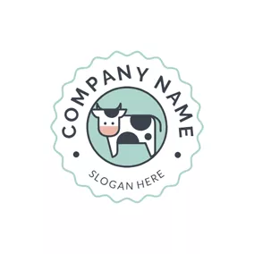牛奶 Logo Badge and Cute Dairy Cow logo design