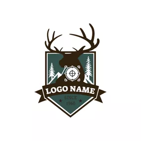 猎人Logo Badge and Deer Head logo design