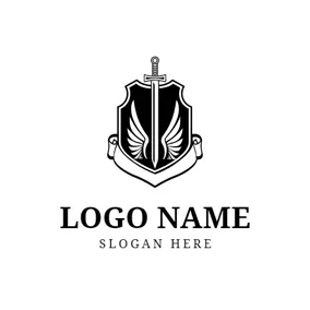 Iron Logo Badge and Flat Sword logo design