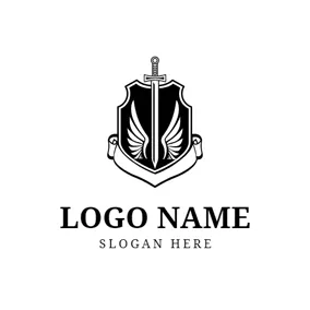 家紋　ロゴ Badge and Flat Sword logo design