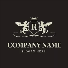 Logotipo R Badge and Fly Griffin logo design