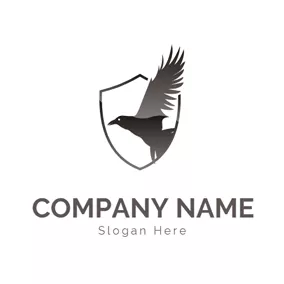 Crow Logo Badge and Fly Raven logo design