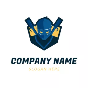 バトルロゴ Badge and Ninja Icon logo design