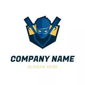 Logotipo De Batalla Badge and Ninja Icon logo design