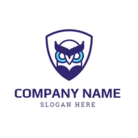 フクロウのロゴ Badge and Owl Head Icon logo design