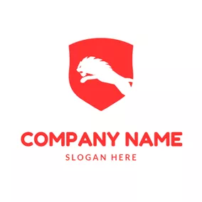 Logótipo Corrida Badge and Running Lion logo design