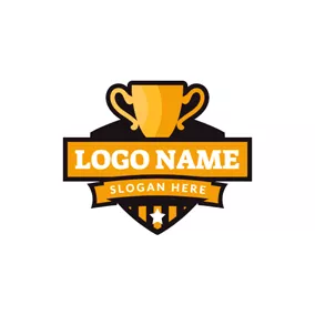 Gold Logo Badge and Tournament Trophy logo design