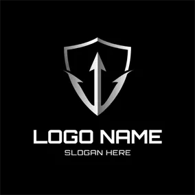 Weapon Logo Badge and Trident Sign logo design
