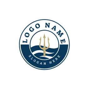 Logótipo Perigoso Badge and Trident Symbol logo design