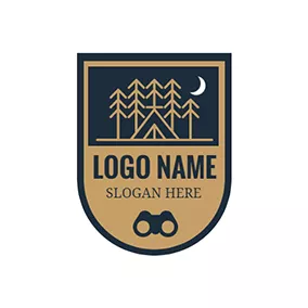 Sky Logo Badge and Yellow Tree logo design