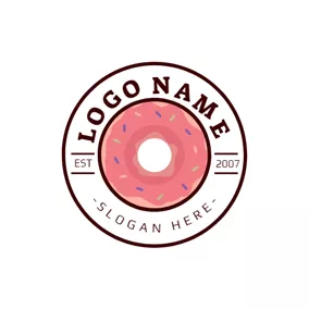 デザート　ロゴ Badge and Yummy Doughnut logo design