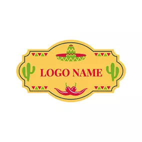 Spice Logo Badge Cactus Mexico Chili logo design
