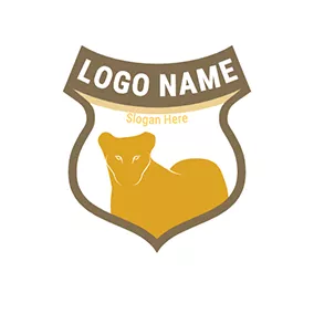 Yellow Logo Badge Cool Lioness Outline logo design