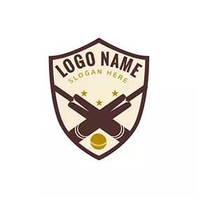 Beige Logo Badge Cricket Logo logo design