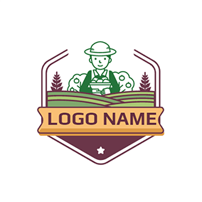 農場Logo Badge Field Nature Farmer logo design