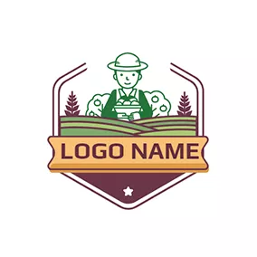 Shape Logo Badge Field Nature Farmer logo design