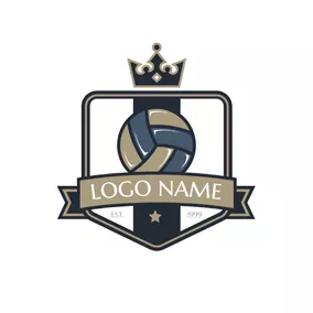 Rectangle Logo Badge Frame and Volleyball logo design
