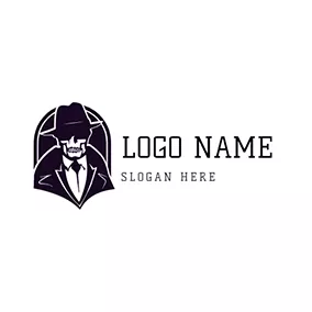 スケートボードロゴ Badge Human Skeleton Mysterious logo design